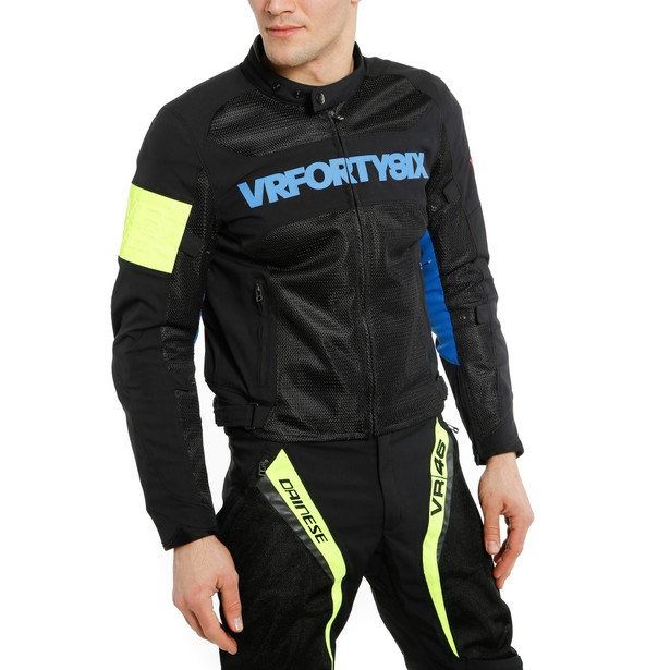 Dainese VR46 Grid Air Tex Jacket BLACK/PRINCESS-BLUE/FLUO-YELLOW : Delivery in 5 days 